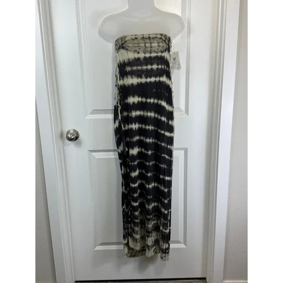 NWT Jessica Simpson Jet Black Tie Dye Maxi Dress Size Medium Joy Strapless Flowy - Picture 1 of 12